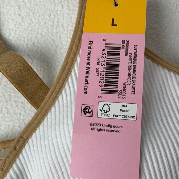 Kindly Yours Seamless Pullover Size Large Beige White Ribbed Bralette New - Picture 6 of 7